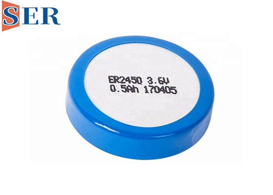نوع سگک MSDS ER2450 Li SOCl2 باتری سلول های ویفر ER2450T