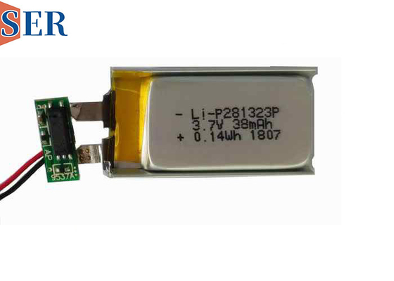 LP281323 3.7v 38mAh باتری پلیمر لیتیوم قابل شارژ با کابل FPC برای هدفون بی سیم