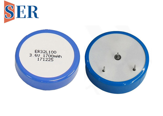 ویفر درجه حرارت بالا سلول دکمه ای ER32L100 نوع ER32100T باتری لیتیوم تیونیل کلرید اولیه 1/6 بعدی